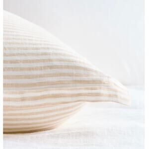 Quince European Linen Striped Euro Sham 26X26 Natural and White NWOT #26